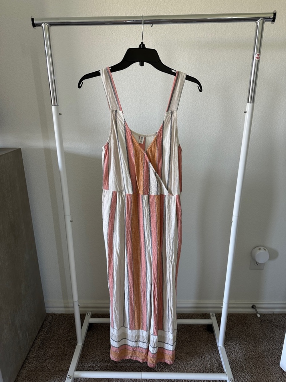 BP Women’s Striped Sleeveless Jumper in Pink, tan, and Cream